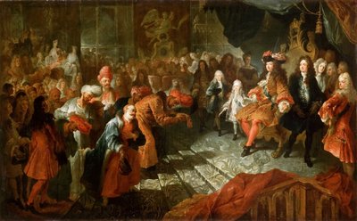 Lodewijk XIV ontvangt de Perzische Ambassadeur in de Spiegelzaal van Versailles, 19 februari door Antoine Coypel
