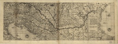 Relief getoond picturaal. Sommige kaarten volledig in het Italiaans, sommige kaarten volledig in het Latijn. Titel afgeleid door catalogiseerder van titelpagina van gebonden Lafrery-atlas. Zeventien losse bladen die voorkomen in atlassen verkocht door Anto door Antoine; Forlani Lafréry