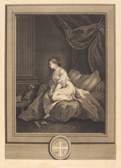 Als hij mij even trouw was door Antoine Francois Dennel after Jean Honoré Fragonard