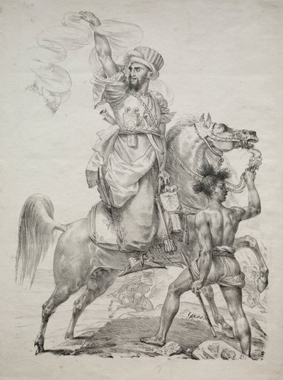Een Mamelukse Leider te Paard Roept om Hulp door Antoine Jean Gros