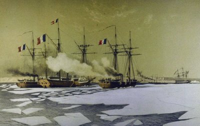 IJsbreken in de Dnjepr Liman voor de doorgang van drijvende batterijen, 1855-1856, 1860 door Antoine Leon Morel Fatio