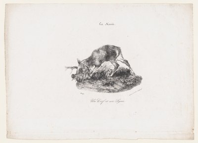 Een hert en een lynx, 1834 door Antoine Louis Barye
