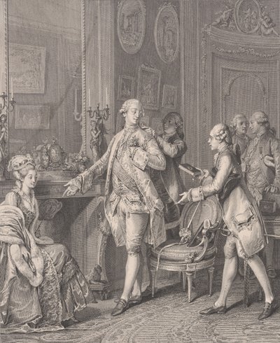 La Grande Toilette De Beschermvrouwe, uit Le Monument du Costume door Antoine Louis Romanet