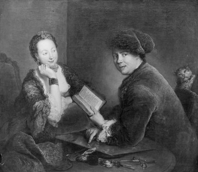 Portret van de kopergraveur Georg Friedrich Schmidt en zijn echtgenote Dorothea Luise, geboren Videbant door Antoine Pesne
