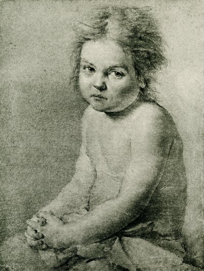 Natuurstudie voor een naakt en zittend meisje door Antoine Pesne