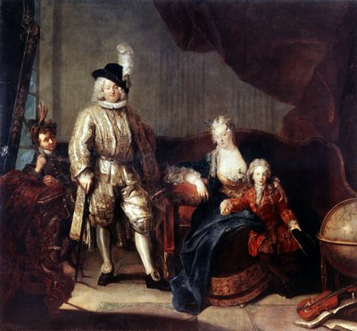 Portret van Baron von Erlach met zijn familie. door Antoine Pesne