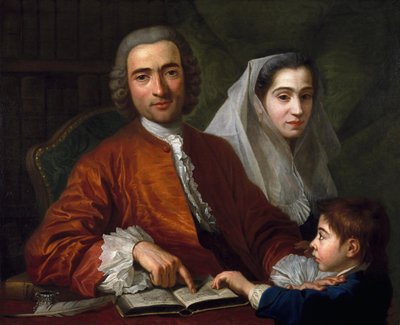 Dr. Savatore Bernard met zijn vrouw en zoon door Antoine de Favray