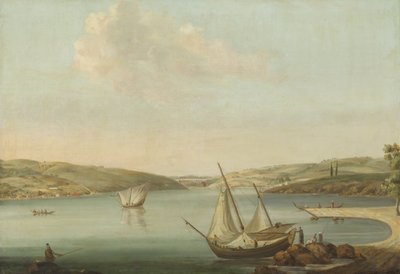 Gezicht op de Bosporus, genomen vanaf de hoogte van Beykoz naar het noordwesten, met het aquaduct van Justinianus op de achtergrond door Antoine van der Steen