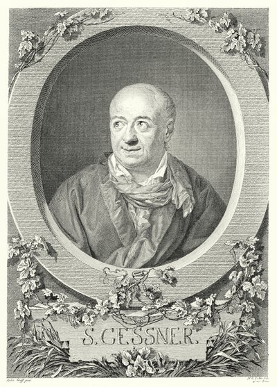 Salomon Gessner, Zwitserse schilder en dichter (gravure) door Anton (after) Graff