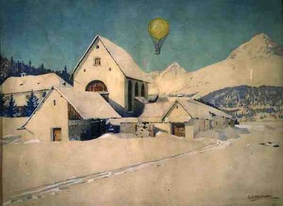 Landschap met een luchtballon door Anton Christoffel