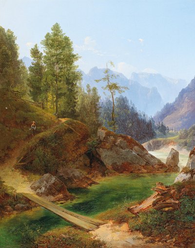 Uitzicht op de hoge Alpen bij Weichselboden in Stiermarken door Anton Hansch