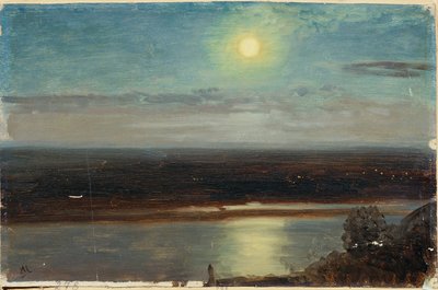 De Donau met het Marchfeld bij nacht door Anton Hlavacek