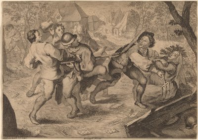 Boeren vechten door Anton Joseph Prenner after Pieter Bruegel the Elder