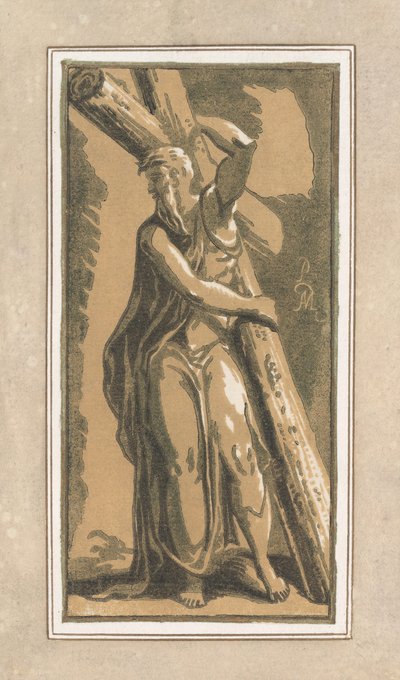 St. Andreas, naar voren kijkend, hoofd naar links gedraaid, voor 1749 door Anton Maria Zanetti