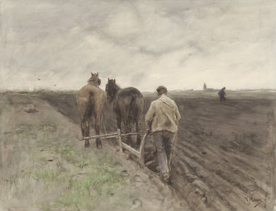 Boer achter de ploeg door Anton Mauve