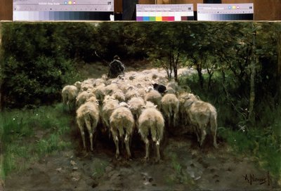 Schapen in het bos door Anton Mauve