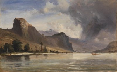 Kustlandschap met Bergen. Een Storm in Aantocht door Anton Melbye