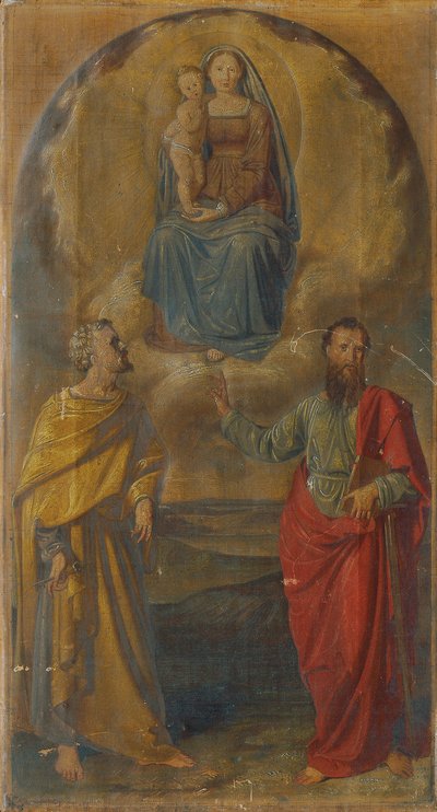 Maria met Jezuskind en de Heiligen Petrus en Paulus door Anton Psenner