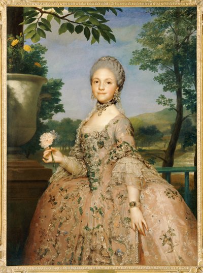 Marie-Louise de Parme, vrouw van haar neef ... door Anton Raphael (attr. to) Mengs