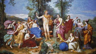 Apollo, Mnemosyne en de Negen Muzen door Anton Raphael Mengs