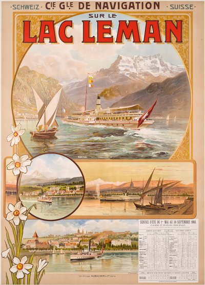 Poster voor Lac Leman (Meer van Genève), Zwitserland door Anton Reckziegel
