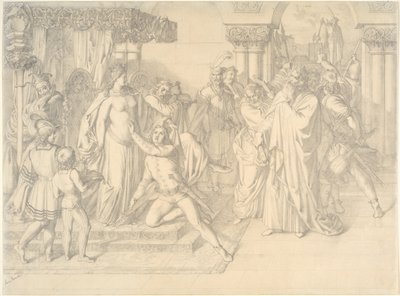 Zangerswedstrijd op de Wartburg, c. 1853 door Anton Romako