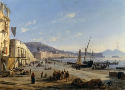 Uitzicht op Napels met Vesuvius op de achtergrond door Anton Sminck Pitloo