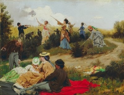Draaimolen tijdens een zondagse uitstap. 1874 door Anton Alexander von Werner