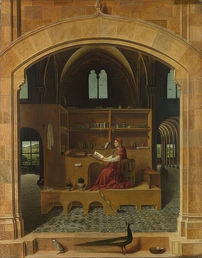 De heilige Hiëronymus in zijn studeervertrek door Antonello da Messina