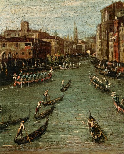 De historische regatta: gondels op het Canal Grande door Antonio (studio of) Canaletto