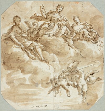Maria als koningin van de hemel of apotheose van de heilige door Antonio Balestra