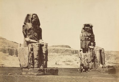 De Kolossen van Memnon, Thebe, ca. 1860s door Antonio Beato