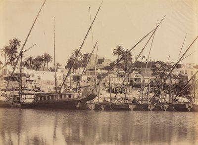 Uitzicht op Aswan - Langs de Nijl, ca. 1870s - 1880s door Antonio Beato