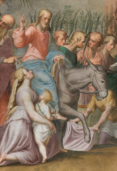 Apsis, Intocht van Jezus in Jeruzalem 1582-84 (detail) door Antonio Campi