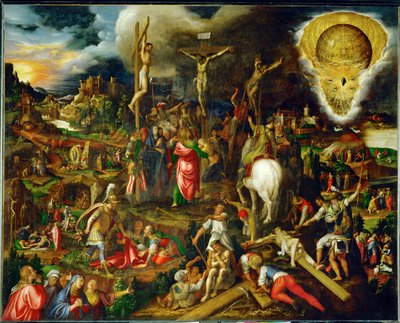 Het mysterie van de passie, de verrijzenis en de hemelvaart van Christus door Antonio Campi