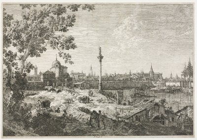 Panorama van een Stad aan een Rivier door Giovanni Antonio Canal