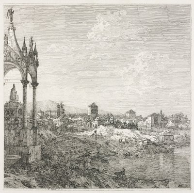 Gezichten: Het graf van een bisschop, 1735-1746 door Giovanni Antonio Canal
