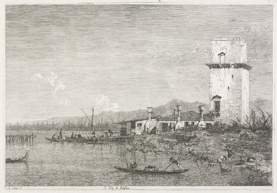 Zichten: De toren van Malghera door Antonio Canaletto