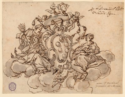 Ontwerp voor een Plafond (?) Schilderij met het Wapen van Kardinaal Francesco Maria de