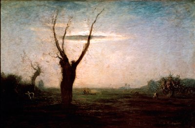 April Landschap van laat winter met een boom nog zonder bladeren door Antonio Fontanesi