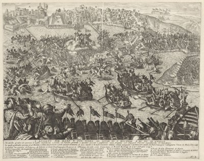 Aanval over zee en land op San Michele door Antonio Francesco Lucini