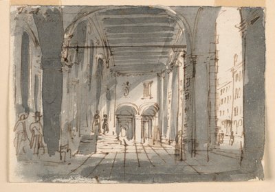 Portiek bij de Ingang van het Theater in Brescia door Antonio Giuseppe Basoli
