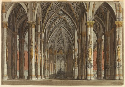 Toneelontwerp: Gotische hal door Antonio Giuseppe Basoli