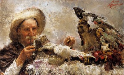 De waarzegster (olieverf op doek) door Antonio Mancini
