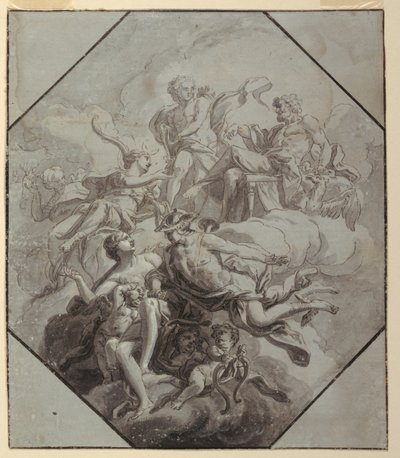 Ontwerp voor een plafondschildering over het thema Olympus door Antonio Manno
