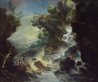 Landschap met Waterval, ca. 1700-07 door Antonio Marini