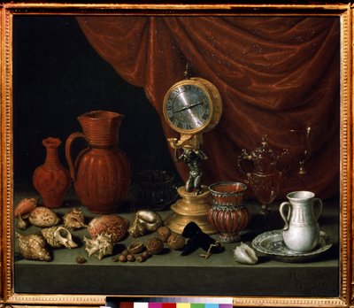 Stilleven met een klok door Antonio Pereda y Salgado