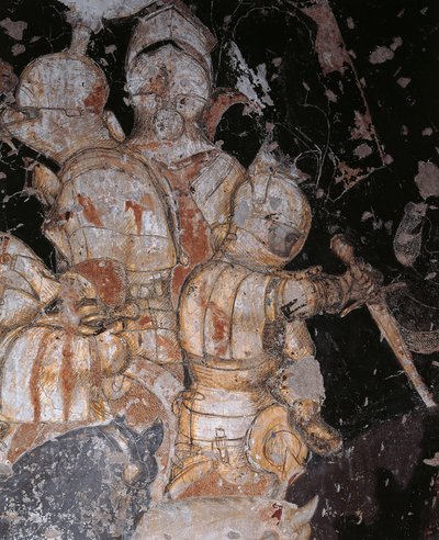 Toernooi-Slag van Louvezerp door Antonio Pisano bekend als Pisanello, fresco (detail) door Antonio Pisanello