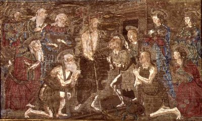 De nederdaling van Christus in de hel en de bevrijding van Johannes de Doper, wandtapijt met scènes uit het leven van de heilige door Antonio Pollaiuolo