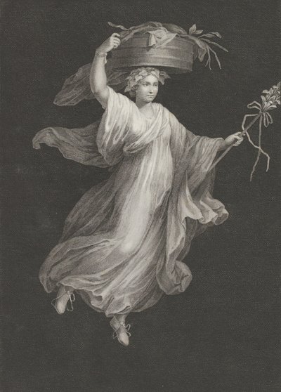 Een bacchante met een grote mand op haar hoofd en een staf in haar linkerhand door Antonio Ricciani